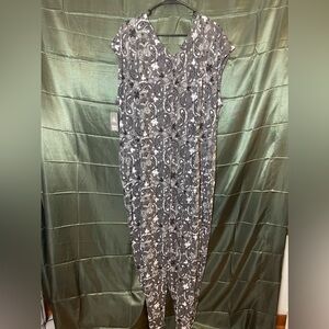 Disney Mickey Grey Paisley Print Jumpsuit NWT Size 2XL